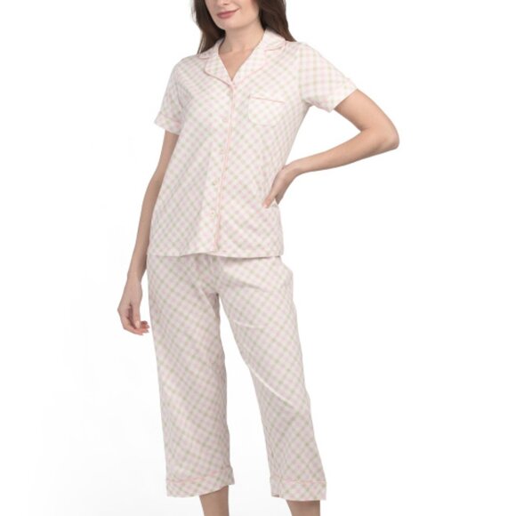POPPY & CLAY Other - POPPY & CLAY 2pc Short Sleeve Top + Capri Pajama Set Size M Organic Cotton NWT